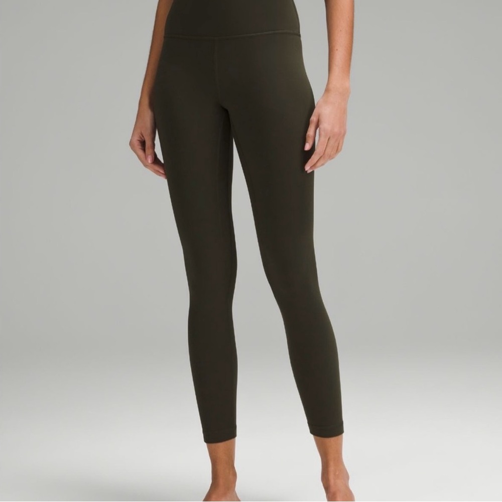 Lululemon dark olive green align leggings 25 inch, size 2